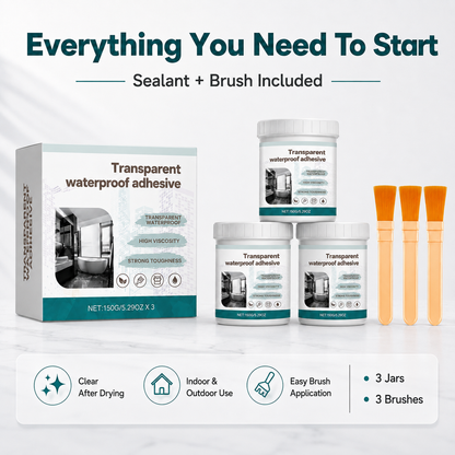💧 Clear Transparent Waterproof Coating & Brush Sealant Kit 🖌️