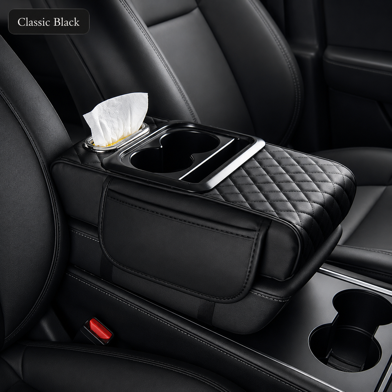 ✨ All-in-One Car Armrest Organizer – Cup Holder, Tissue Box & Side Storage