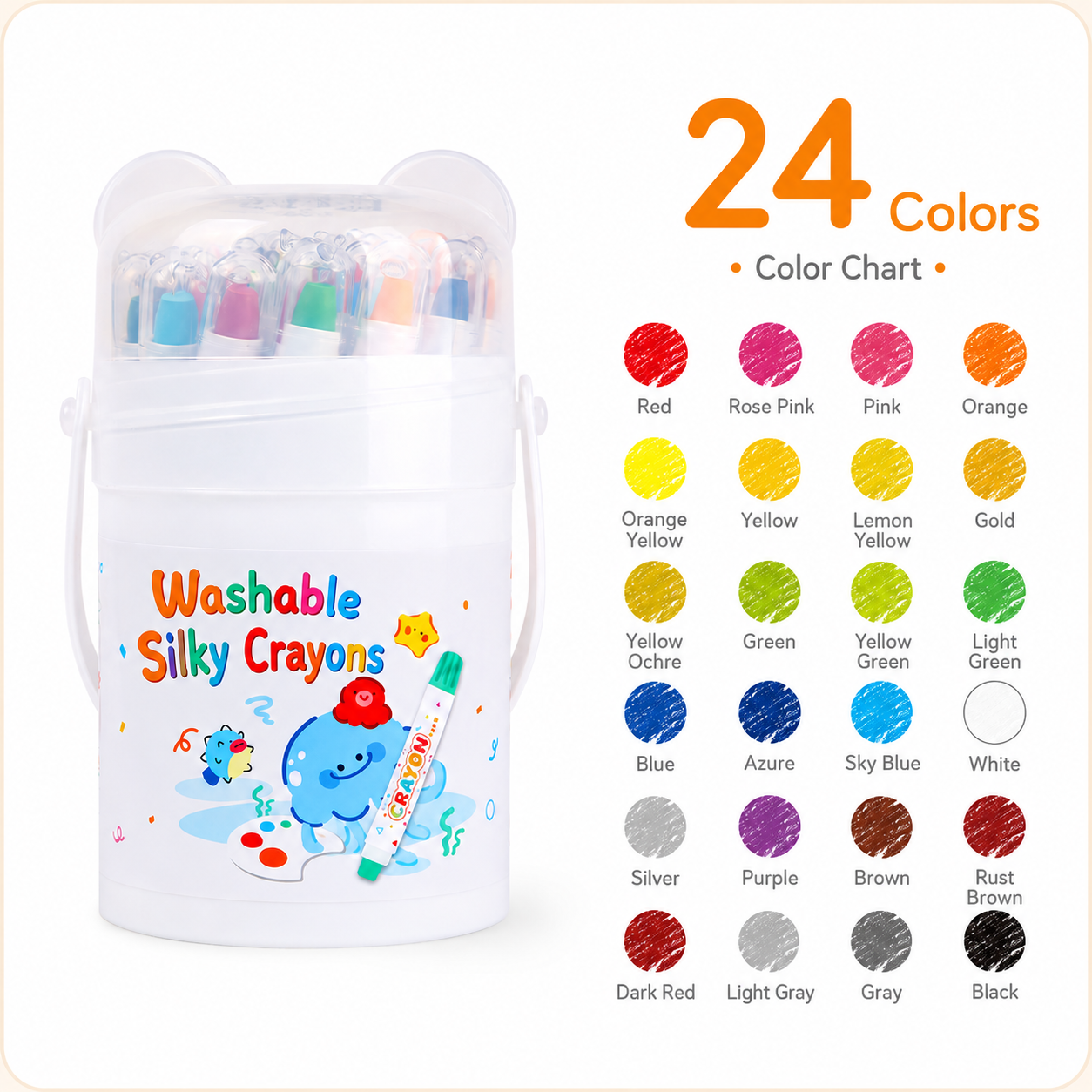 🎨 Washable Twist-Up Silky Crayons for Kids – Mess-Free 3-in-1 Coloring Set