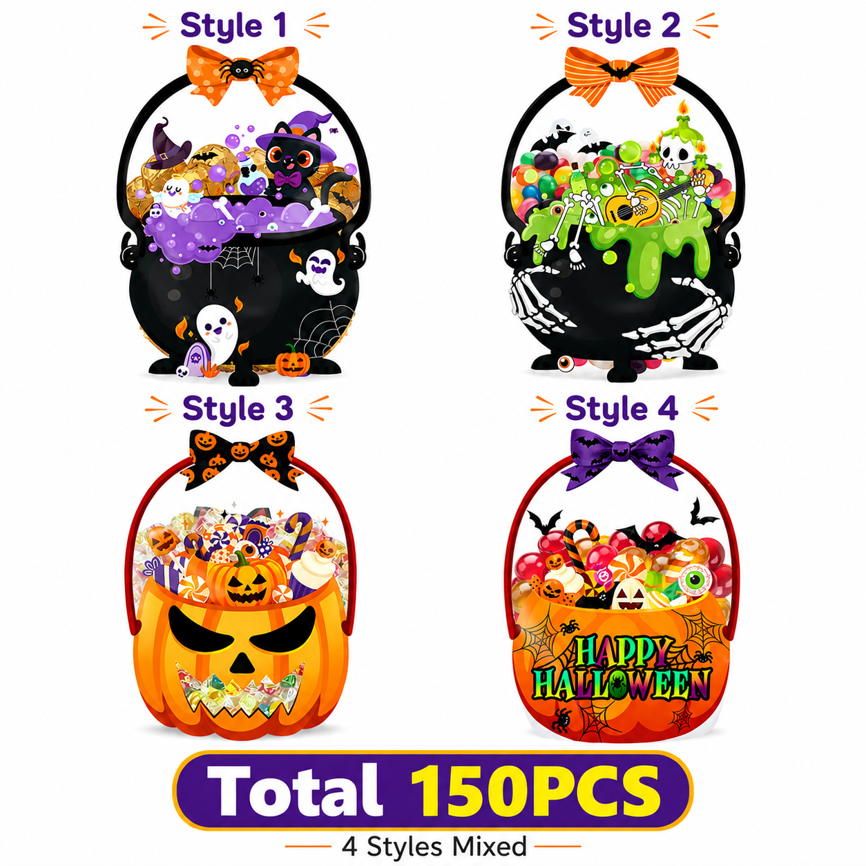 🎃 50-Piece Resealable Halloween Treat Bags with Handles for Candy 🍬