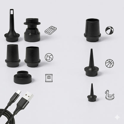 Portable mini air pump, rechargeable, comes with a storage bag and a 6-foot charging cable