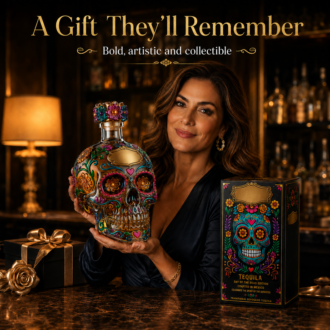 🔥🍷Limited edition Day of the Dead tequila bottle🎁