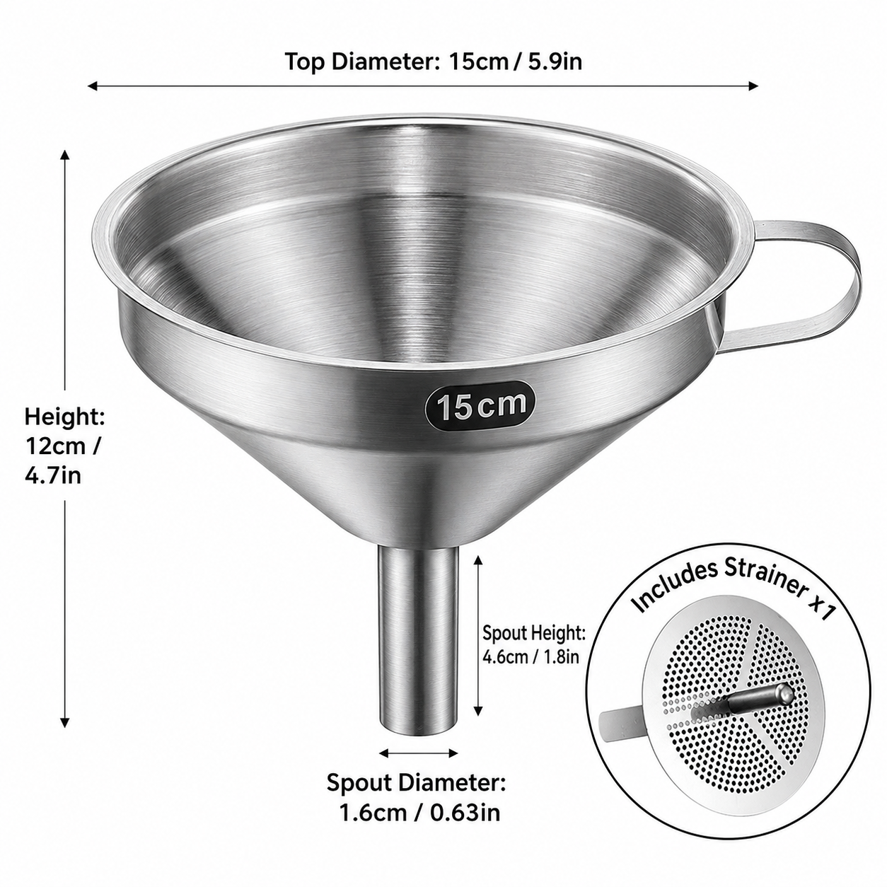 ✨ ProPour 304 Stainless Steel Kitchen Funnel with Removable Strainer 🫗