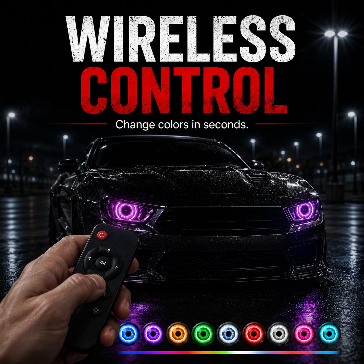 👁️ Demon Eye RGB Headlight Kit – Animated Iris Car Lighting Upgrade