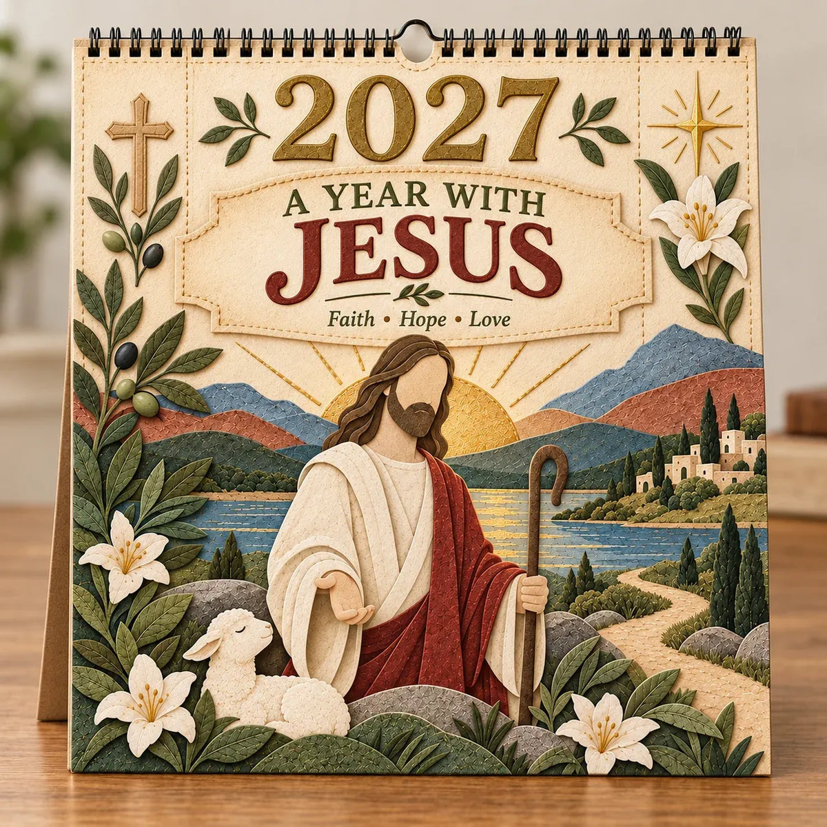 ✝️ 2027 A Year With Jesus Wall Calendar – 12-Month Gospel Art & Scripture Planning 🕊️