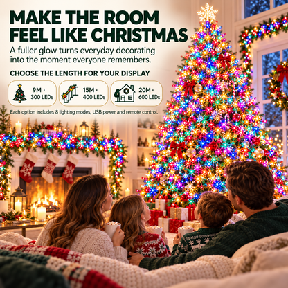 ✨ USB-Powered LED Cluster Christmas Lights 🎄 8 Modes, Remote Control & Multicolor or Warm White