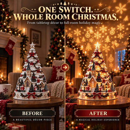 🎄Christmas Village Light-Up Tree – Festive LED Holiday Tabletop Decor