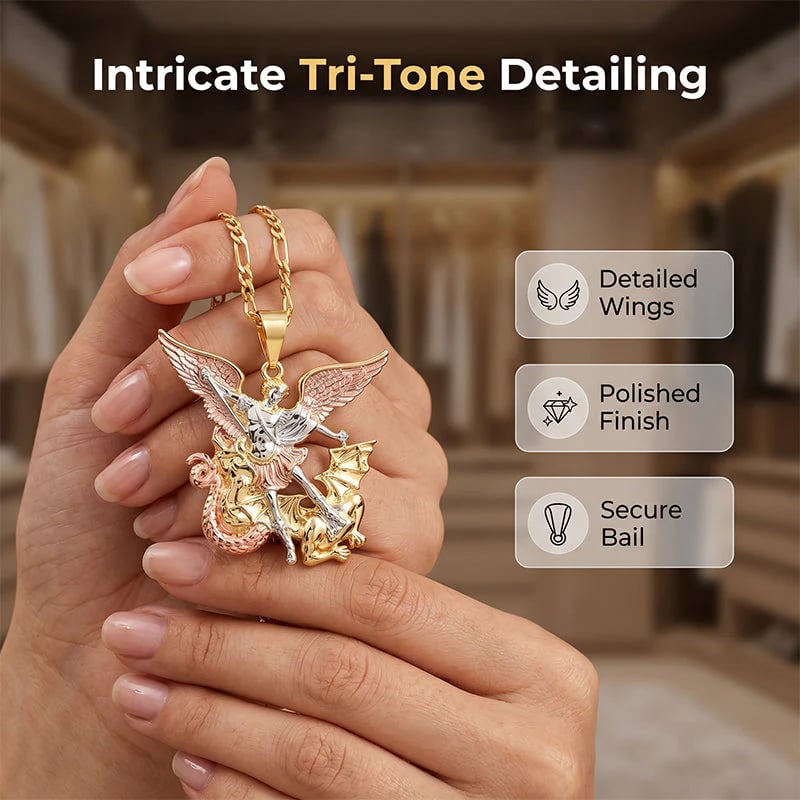 🎁2026 New Arrivals 50% OFF💥✨ Divine Protection Tri-Tone Angel Guardian Pendant Necklace 🕊️
