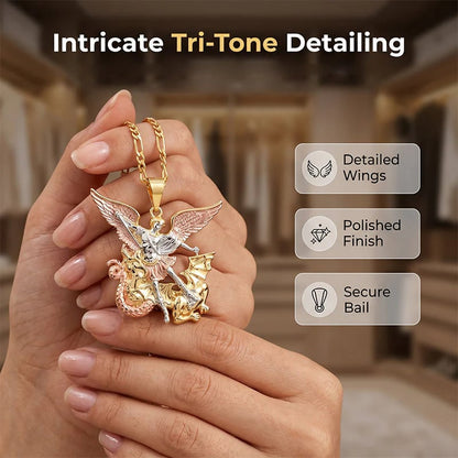 🎁2026 New Arrivals 50% OFF💥✨ Divine Protection Tri-Tone Angel Guardian Pendant Necklace 🕊️