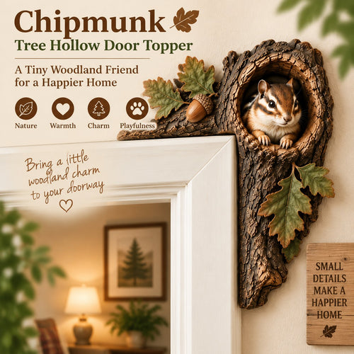 ⏰LAST DAY 50% OFF 🐿️ Handcrafted Resin Chipmunk Door Ledge Figurine | Wooden Doorway Accent for Nature Lovers 🏡