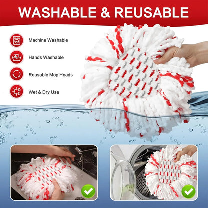 ✨ 3-Pack Spin Mop Head Replacements with Scrub Pads – Washable Microfiber Refills for Deep Cleaning
