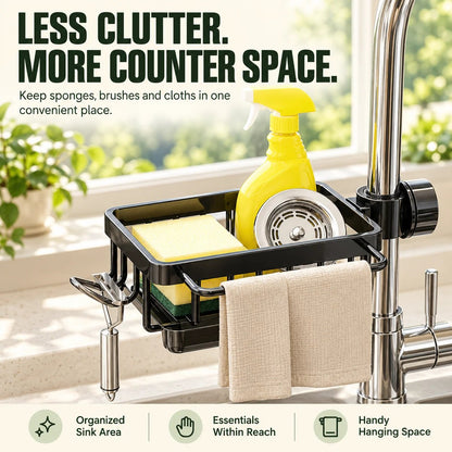 🚰 Faucet-Mounted Sink Caddy – Clear Your Counter, Keep Cleaning Tools Within Reach