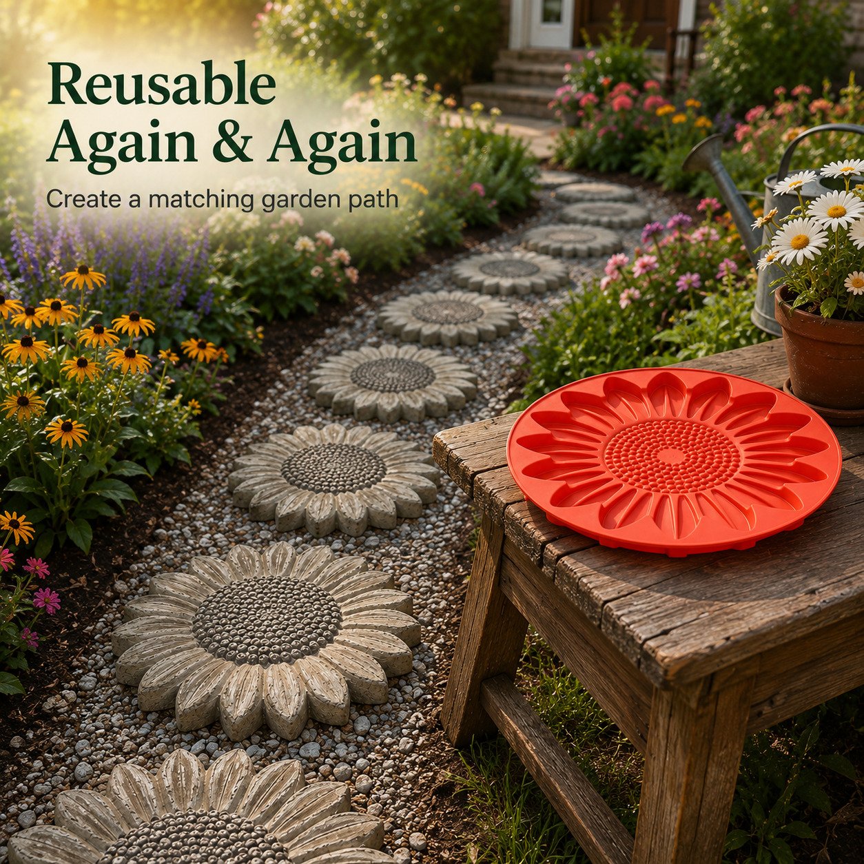 💥 LAST DAY 50% OFF - 🌻 Reusable Sunflower Stepping Stone Mold