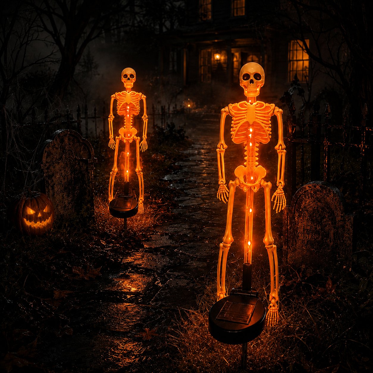 💜 Solar Light-Up Skeleton Yard Stake – Purple Glow Halloween Outdoor Decor 👻