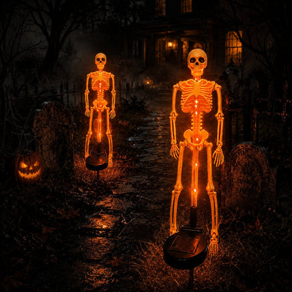 💜 Solar Light-Up Skeleton Yard Stake – Purple Glow Halloween Outdoor Decor 👻