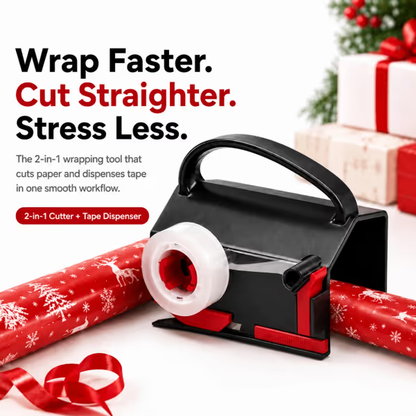 2-in-1 Wrapping Paper Cutter & Tape Dispenser - Faster Gift Wrapping Tool
