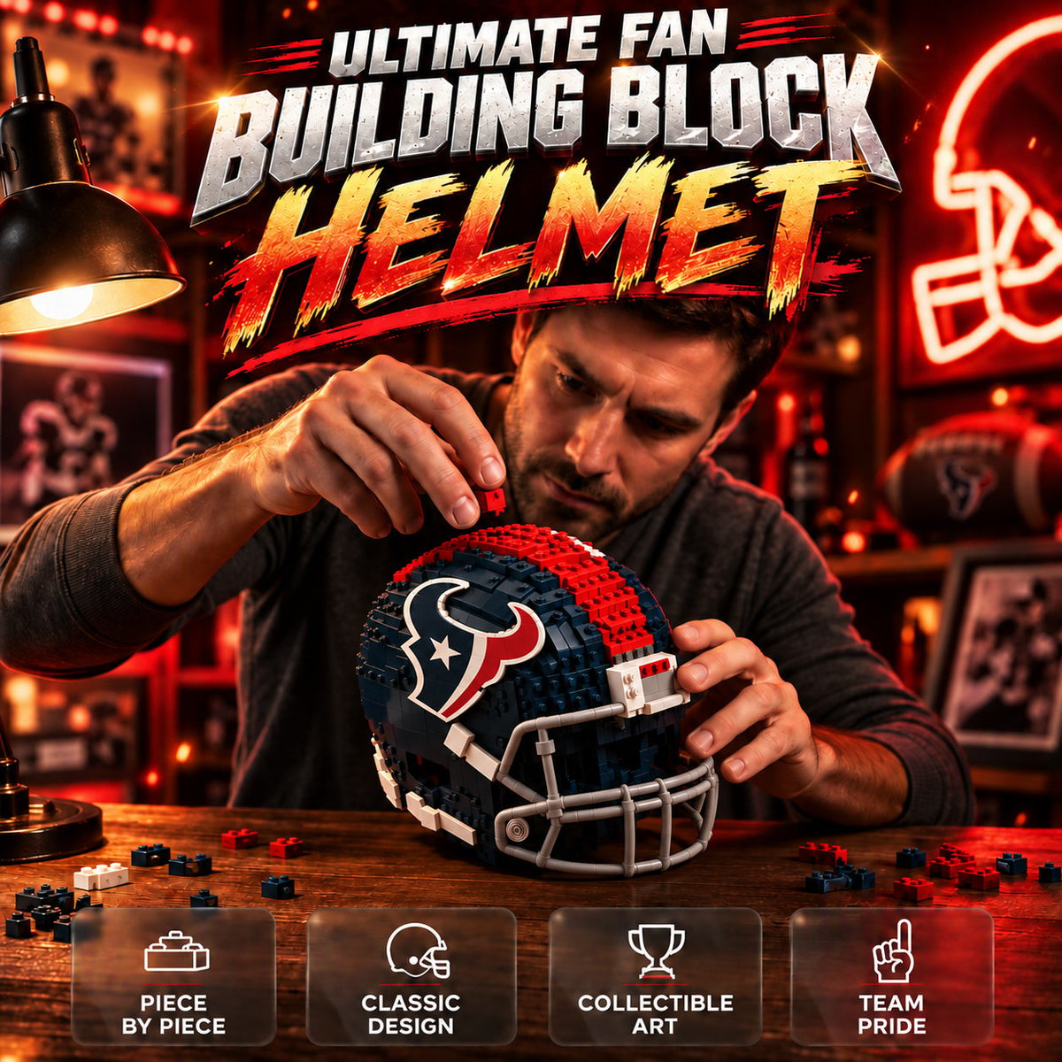 🏈 Football Helmet Building Blocks – 300+ Piece Collectible Model Kit 🎁
