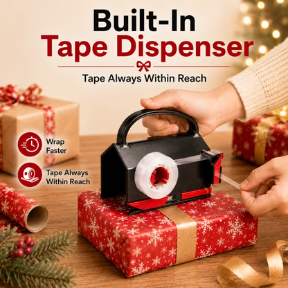 2-in-1 Wrapping Paper Cutter & Tape Dispenser - Faster Gift Wrapping Tool