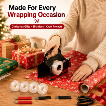 2-in-1 Wrapping Paper Cutter & Tape Dispenser - Faster Gift Wrapping Tool