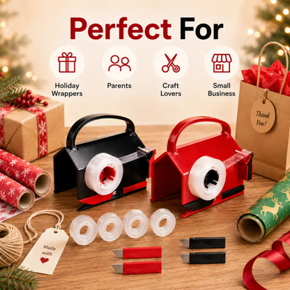 2-in-1 Wrapping Paper Cutter & Tape Dispenser - Faster Gift Wrapping Tool
