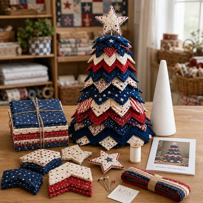 🔥LAST DAY 50% OFF - 🎄 Layered Fabric Tree Quilt Kit for DIY Seasonal Decor 🧵