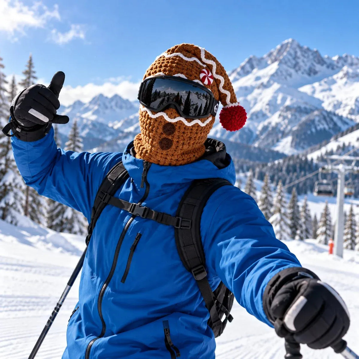 🎿 Festive 3D Christmas Knitted Full-Face Ski Mask with Goggle-Compatible Opening ❄️