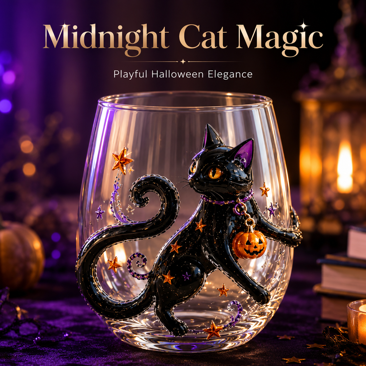 🎃 3D Raised Halloween Stemless Wine Glass 🍷