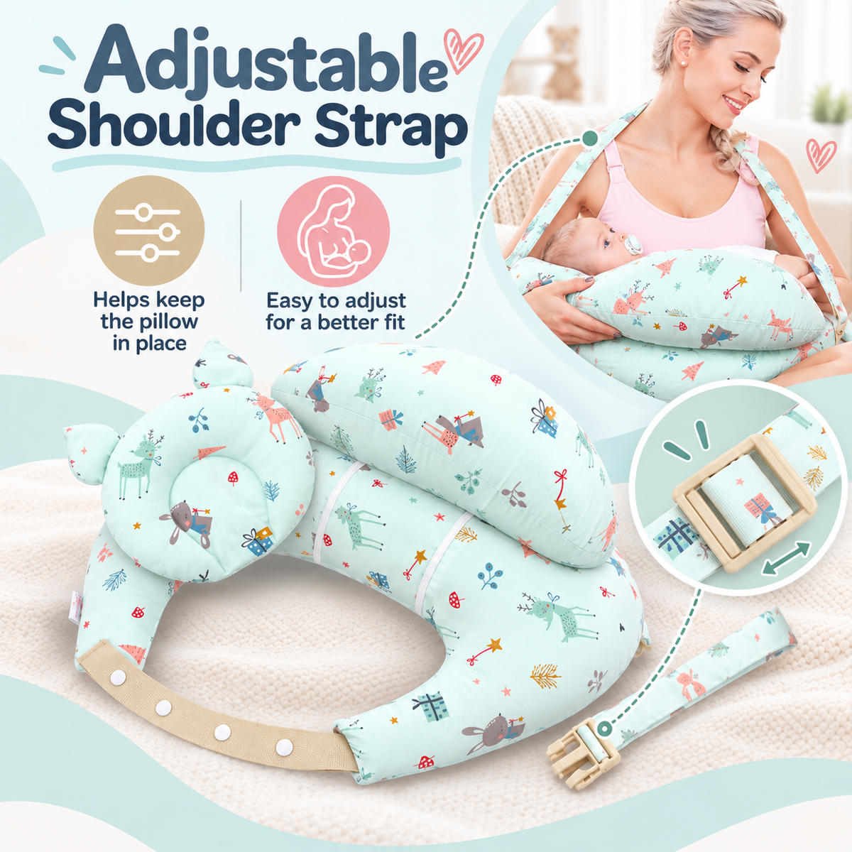 🤱 Ergonomic Nursing Pillow – Adjustable Breastfeeding Support Pillow for Mom & Baby 💕