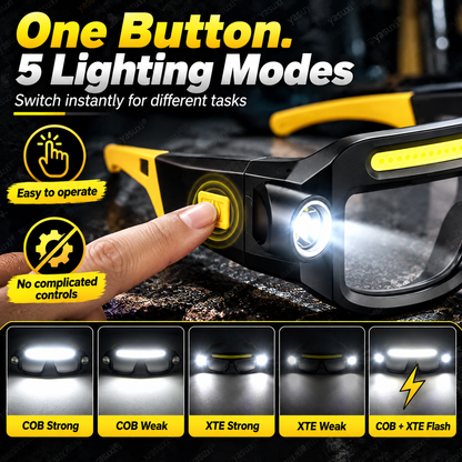 💡 Hands-Free LED Headlamp Glasses - Type-C Rechargeable COB Work Light 🔦