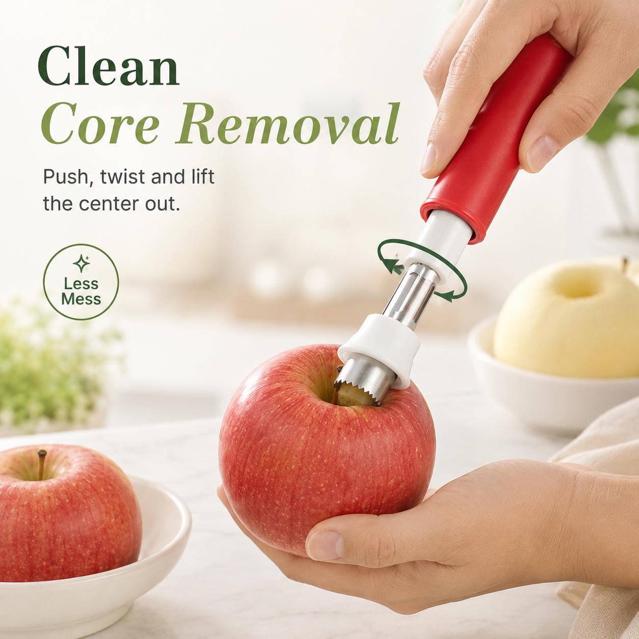 🍎 2-in-1 Stainless Steel Apple & Pear Corer Peeler Kitchen Tool 🍐
