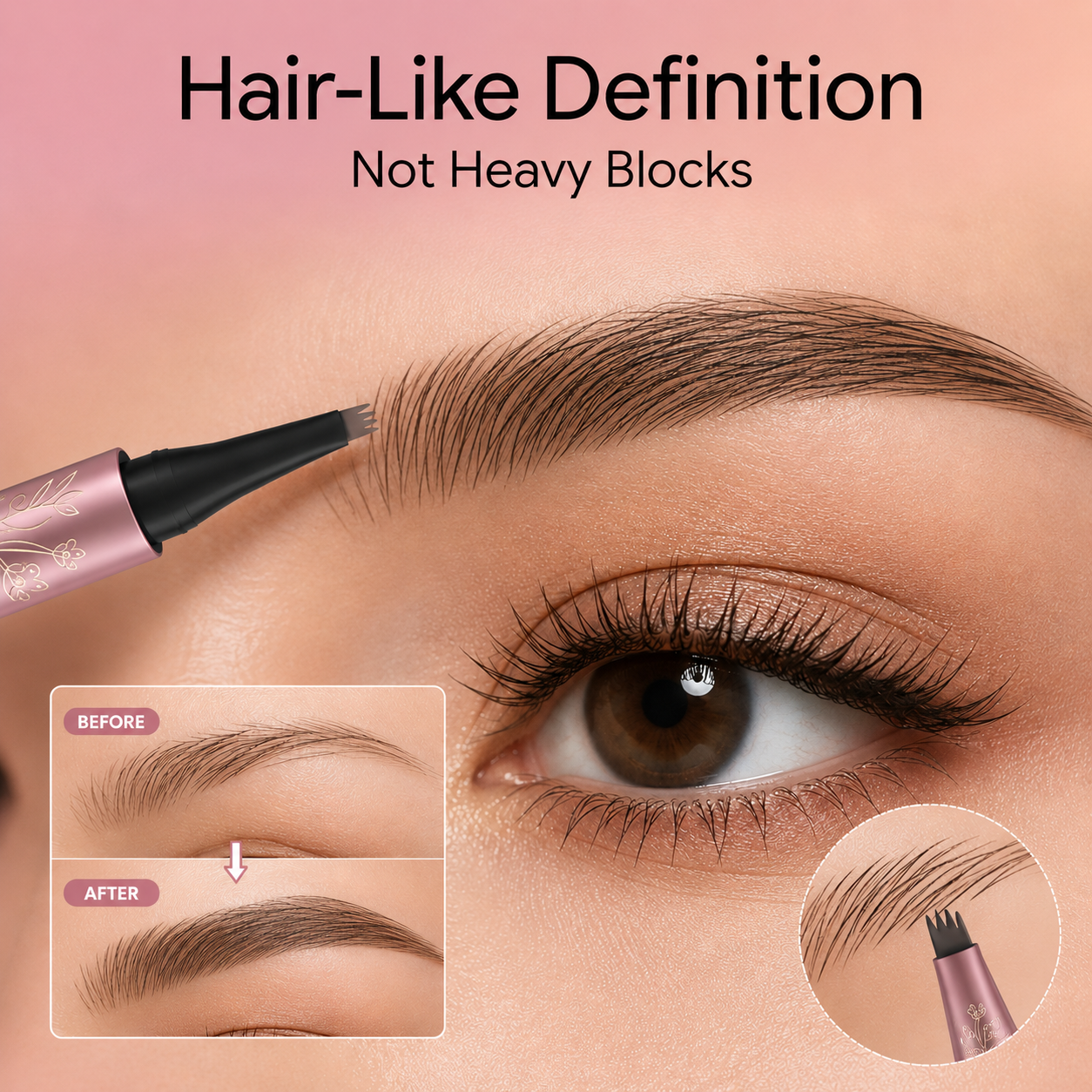 👁️ 4-Tip Micro-Fork Waterproof Eyebrow Pen ✍️