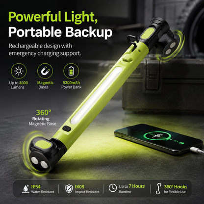 🔦 3000LM Magnetic LED Work Light – Rechargeable & Hands-Free