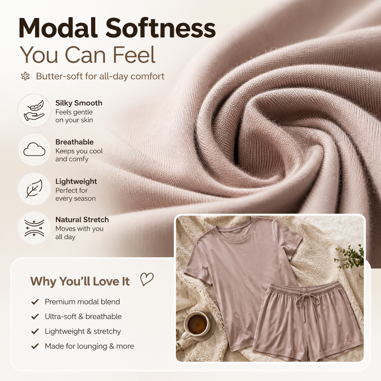 🚨 [50% OFF Today] CloudSoft  Modal 2-Piece Lounge Set | Buttery Soft ☁️