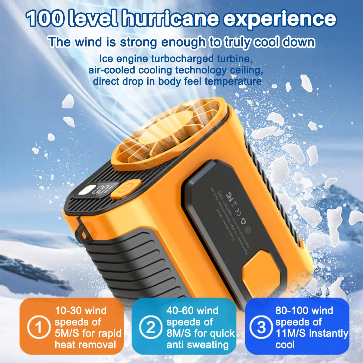 🔥 Rechargeable High-Speed Waist Fan | Power Bank & LED Light