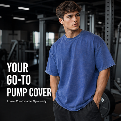 👕 Vintage Oversized Cotton Streetwear T-Shirt – Relaxed Fit Gym Pump Cover Tee ✨