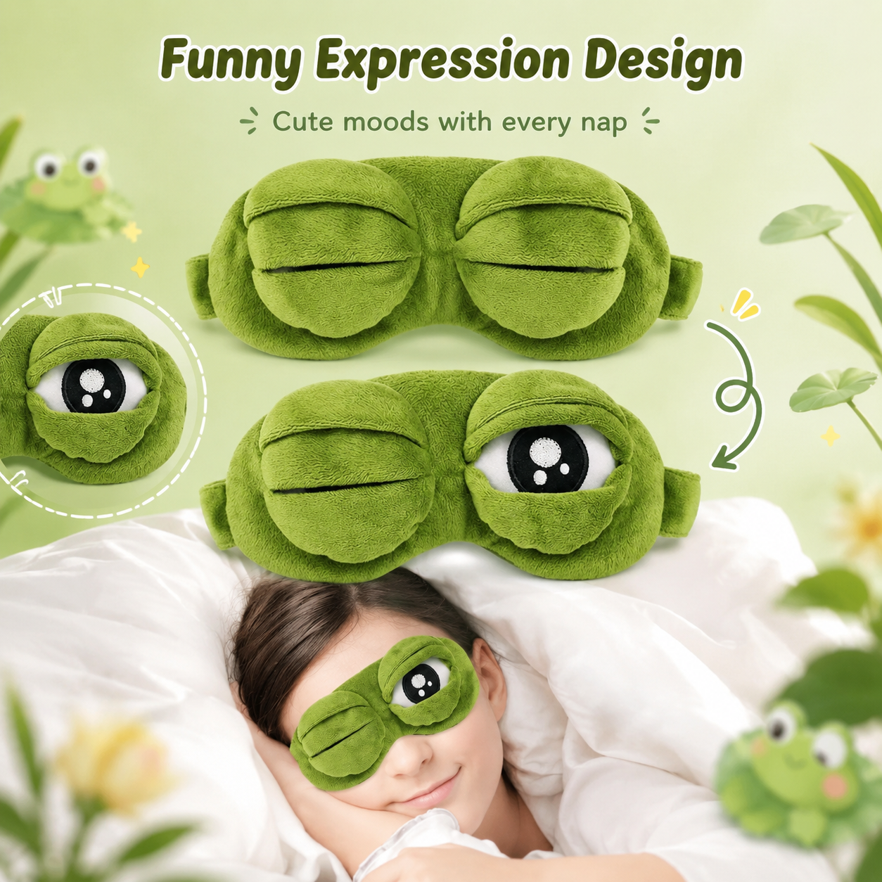 🐸Plush Comfort 3D Sad Frog Sleep Mask