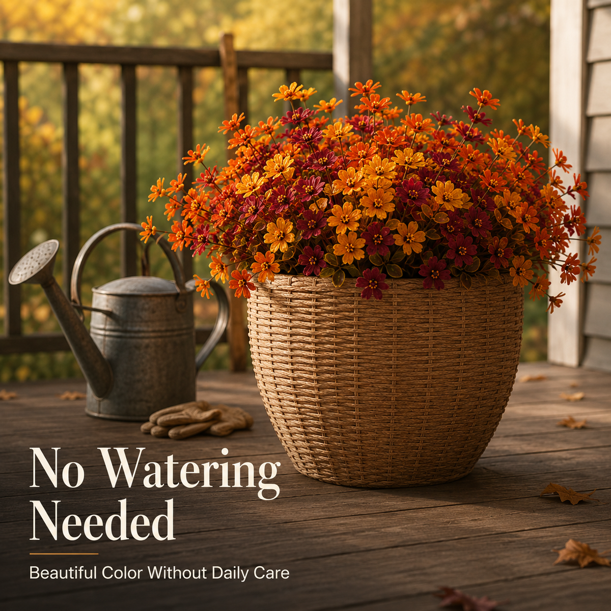 🍂 UV-Resistant Autumn Artificial Flowers – Multicolor Outdoor Fall Blooms 🌾