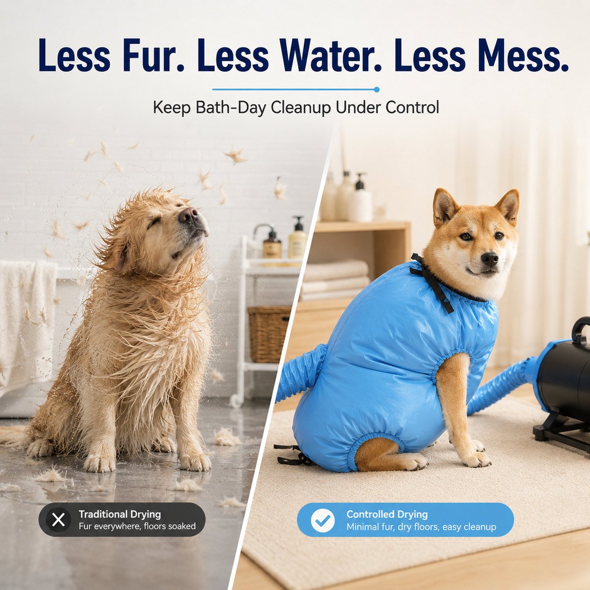 🐾 Fast 360° Circulating Pet Dryer Bag – Hands-Free Grooming & Deshedding Bag ✨