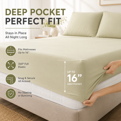 🔥 55% OFF LAST DAY 🔥 Luxury Comfort Bedding Set - Ultra-Soft Deep Pocket Sheets 🛏️