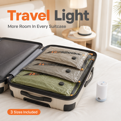 🚀 Wireless Compression Bags with Mini Pump – Save 70% Space 🧳✨