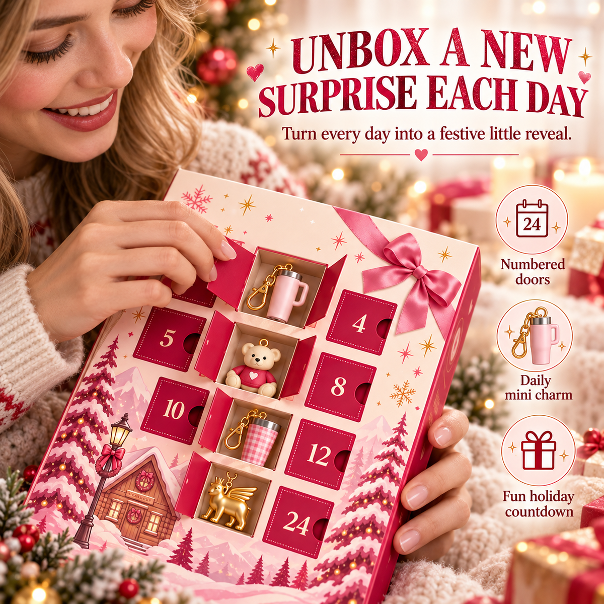 🎄 24-Day Tumbler Charm Advent Calendar – Daily Mini Surprises 🎁
