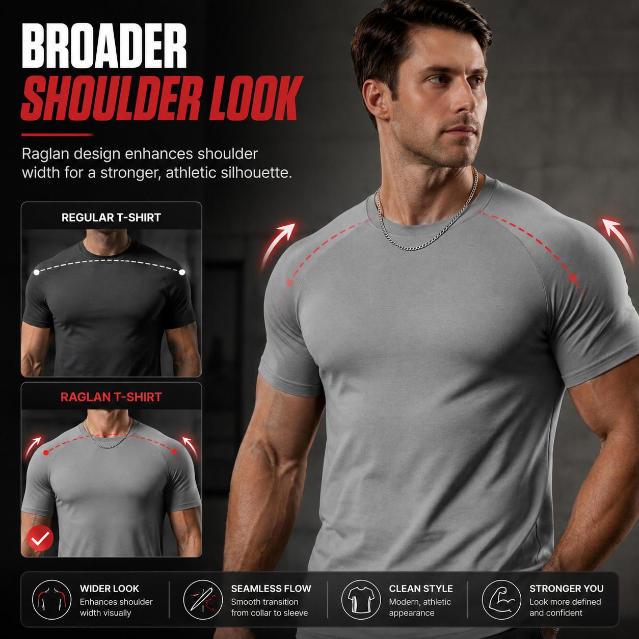 👕 Men Slim-Tapered Raglan T-Shirt Premium Wrinkle-Resistant Breathable Tee ⚡