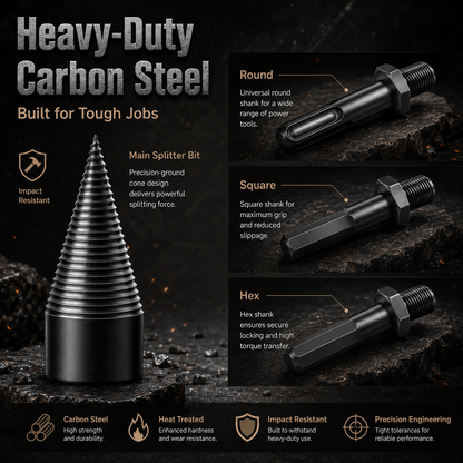 🔥 Heavy-Duty Firewood Splitter Drill Bit Set – Split Logs Faster with Less Effort