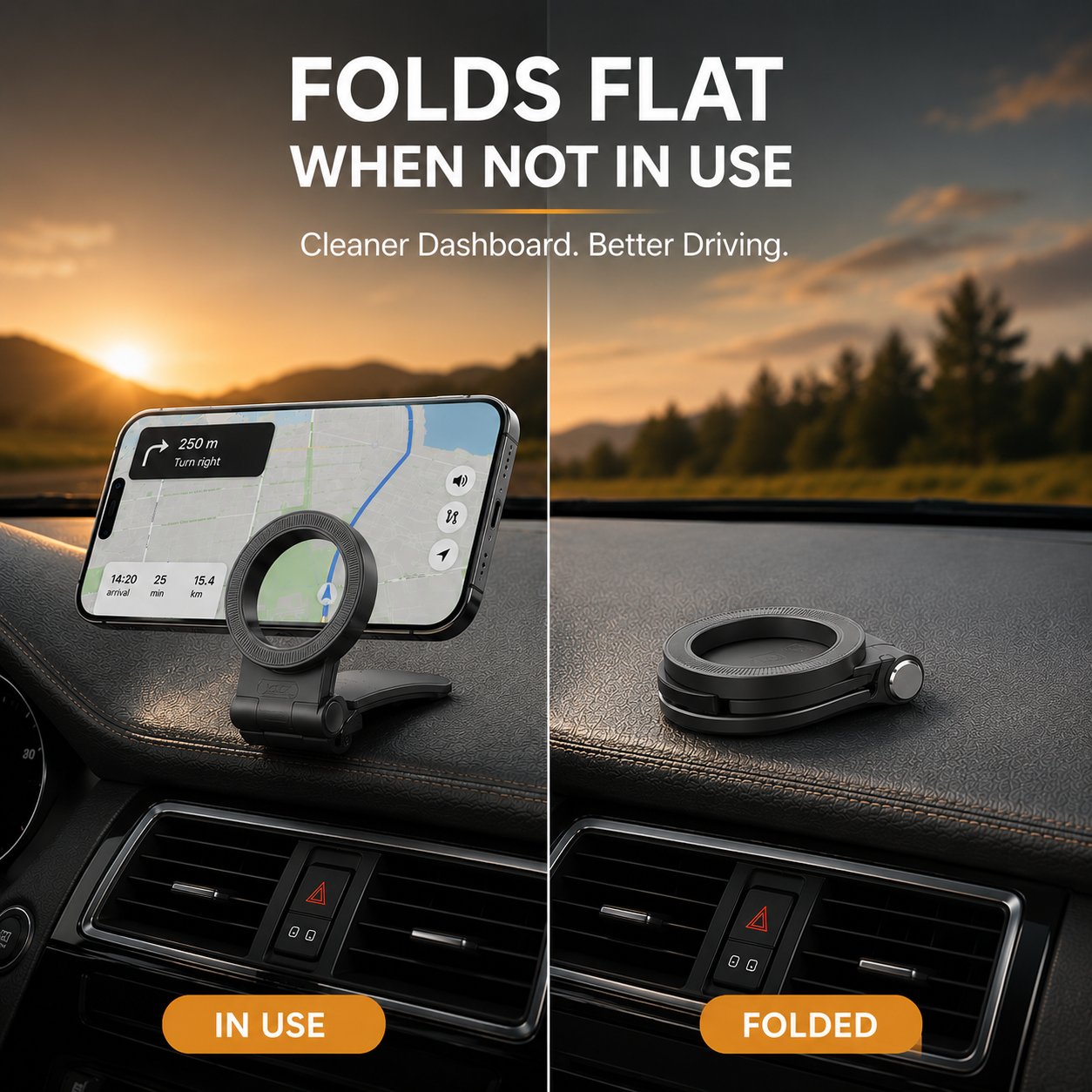 🚗 Foldable Magnetic Dashboard & Sun Visor Car Phone Mount Holder 📱