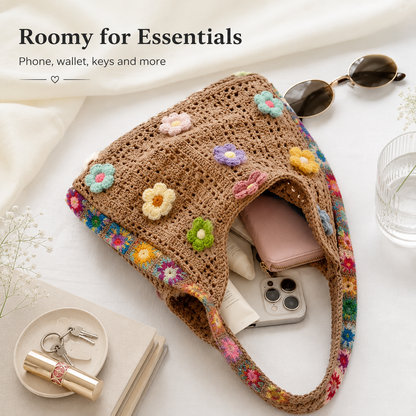 🌸 Retro Floral Patchwork Crossbody Bag – Lightweight Boho Tote for Everyday Style