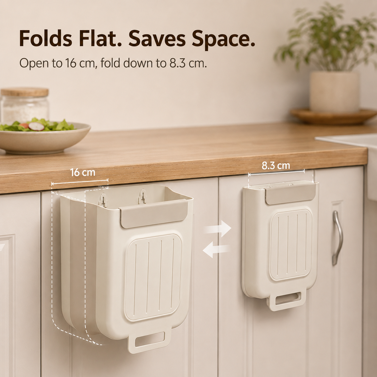 🗑️ Collapsible Hanging Kitchen Trash Can for Cabinet Doors (11L) ♻️