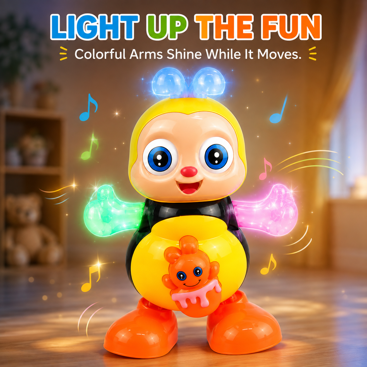 🐝 Musical Dancing Bee Toy with Lights, Music & Rolling Eyes 🎶