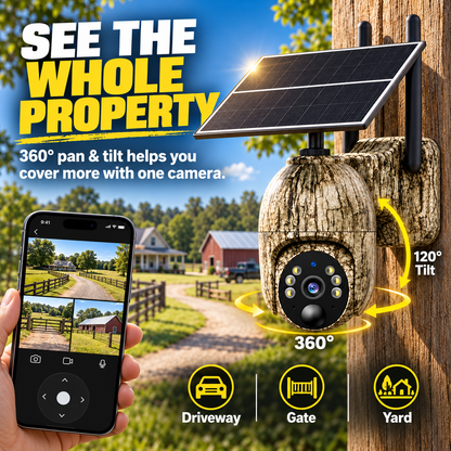 🔥 50% OFF 4G LTE Solar Security Camera – 360° Pan & Tilt, 2K Night Vision
