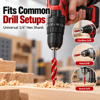 🔨 8-Piece 4-Flute Woodworking Drill Bit Set with Hex Shank 🪵