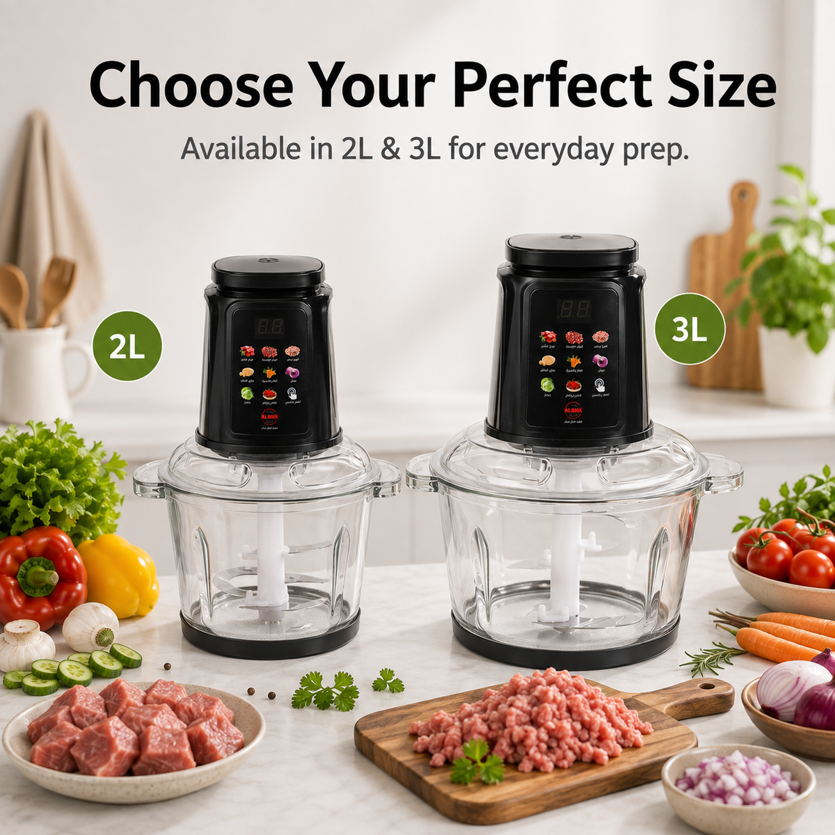 ⚡ Touch-Control Electric Food Processor with Glass Bowl & 6-Layer Blades 🥩